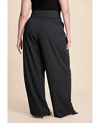 Eloquii Women's Corset Pinstripe Wide Leg Trouser