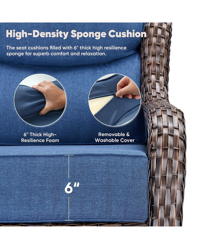 Gymojoy 4 Piece Patio Furniture Set with Fire Pit Table, Swivel Rocker Chair, Seat Sofa, Seats Outdoor Conversation for Lawn Garden Backyard