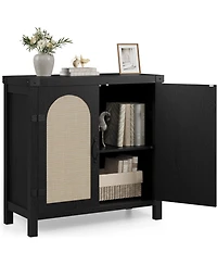 gaomon Rattan Sideboard Buffet Cabinet, Farmhouse Boho Coffee Bar Storage Console for Dining Room or Hallway