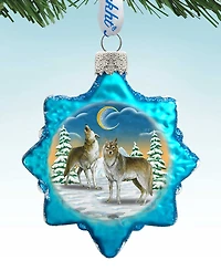 Designocracy Wolves in the Winter Moon Mercury Holiday Ornament