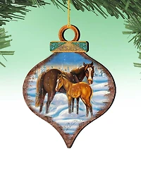Designocracy 2 Piece Horses Scenery Wood Ornament Set
