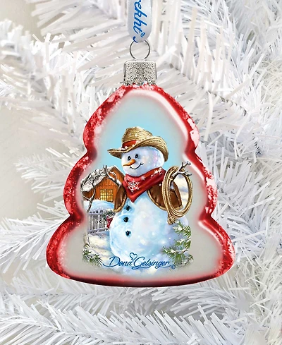 Designocracy Cowboy Snowman Mercury Holiday Ornament