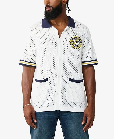 True Religion Men's Short-Sleeve Crest Knit Shirt