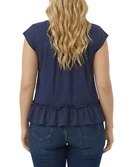 Ny Collection Plus Cap-Sleeve Peasant Top
