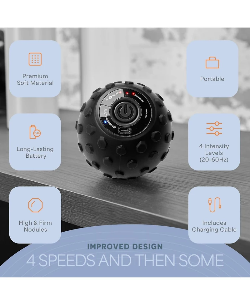 LifePro 4-Speed Vibrating Peanut Massage Ball | Lacrosse Ball & Foam Roller for Recovery & Therapy