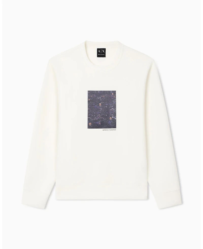 A|X Armani Exchange Men's Box Floral Crewneck Sweatshirt