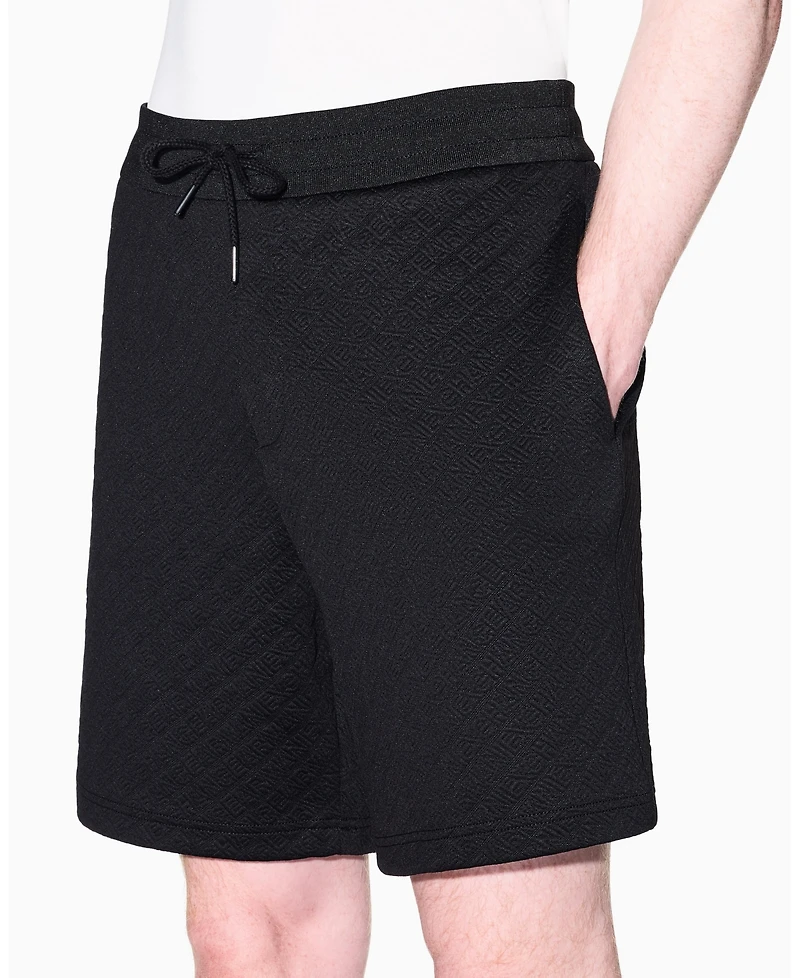 A|X Armani Exchange Men's Jacquard Allover Logo Fleece Short