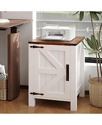 Gaomon Bedside Table with Usb Charging Station – 18" Rustic Bedside Table with Sliding Barn Door, Adjustable Shelf