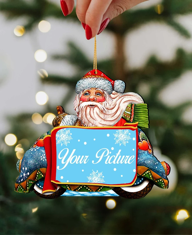 Designocracy Merry Christmas Santa Picture Frame Ornament, Set of 2
