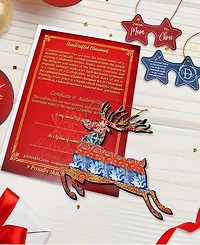 Designocracy Rustic Prancing Deer Wooden Christmas Ornament, Set of 2