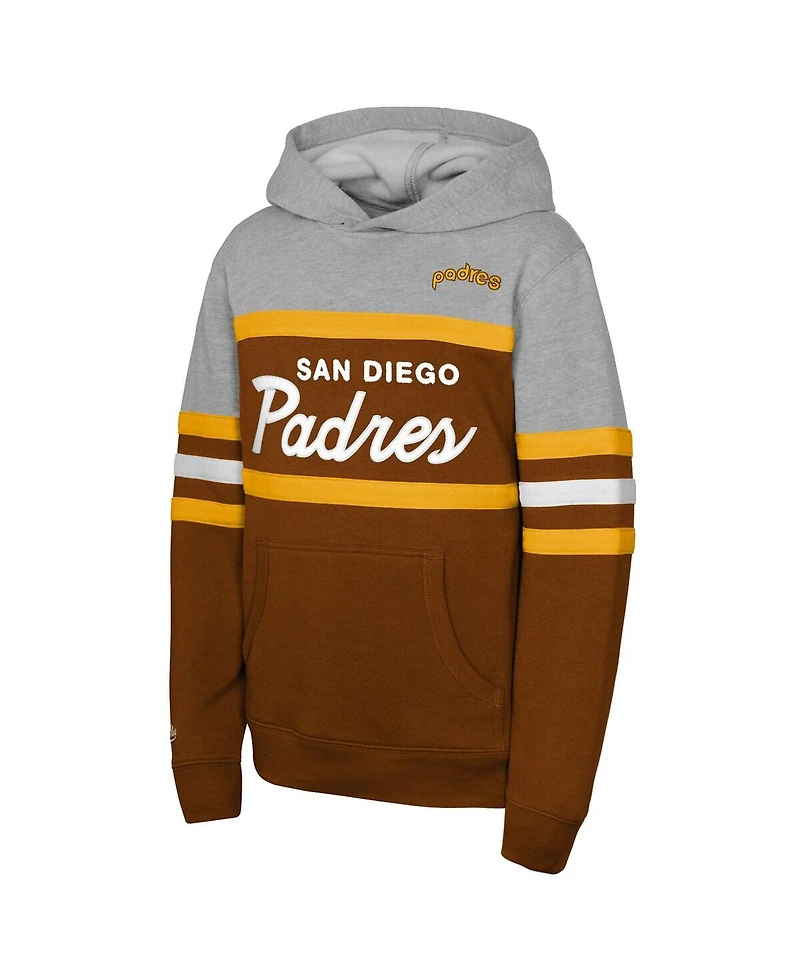 Mitchell & Ness Big Boys and Girls Brown/Grey San Diego Padres Cooperstown Head Coach Pullover Hoodie