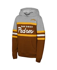 Mitchell & Ness Big Boys and Girls Brown/Grey San Diego Padres Cooperstown Head Coach Pullover Hoodie