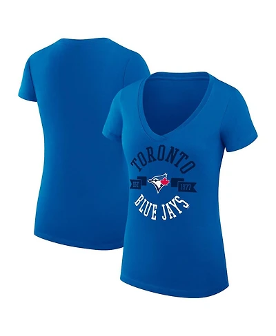G-iii 4Her by Carl Banks Women's Royal Toronto Blue Jays Super-Slim Fit Lightweight City Graphic V-Neck T-Shirt