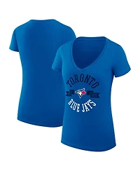 G-iii 4Her by Carl Banks Women's Royal Toronto Blue Jays Super-Slim Fit Lightweight City Graphic V-Neck T-Shirt