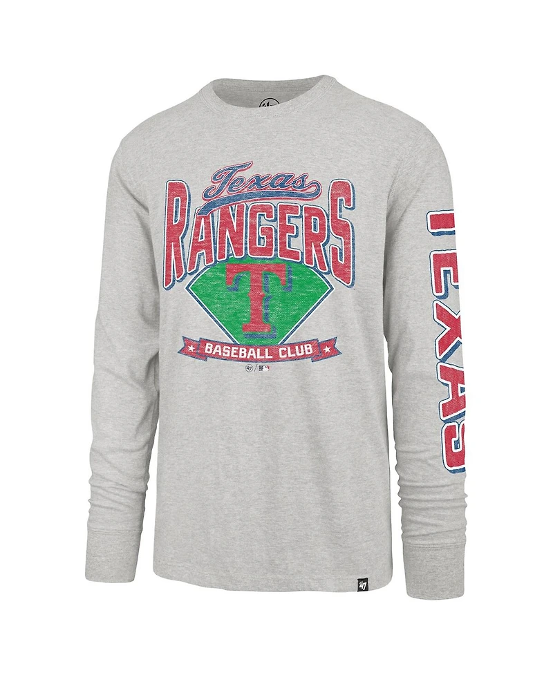 '47 Brand Men's Gray Texas Rangers Big Tall Distressed Franklin Long Sleeve T-Shirt