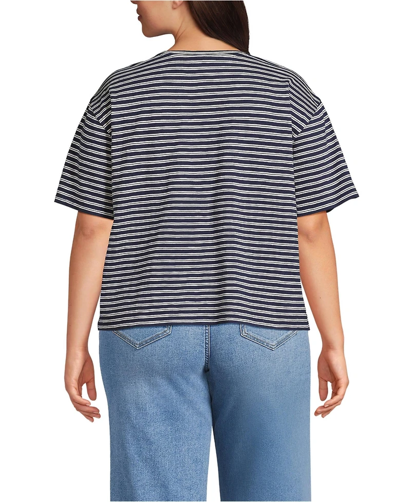 Lands' End Plus Short Sleeve Slub Jersey T-Shirt