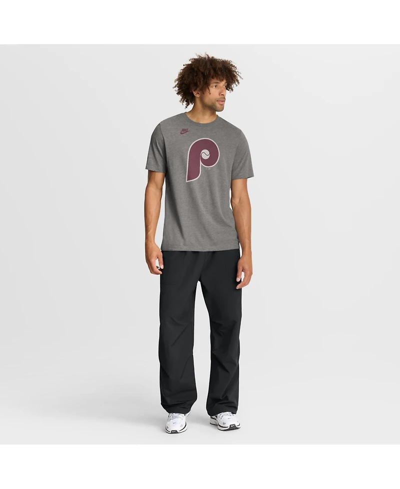Nike Men's Heather Charcoal Philadelphia Phillies Cooperstown Logo Tri-Blend T-Shirt