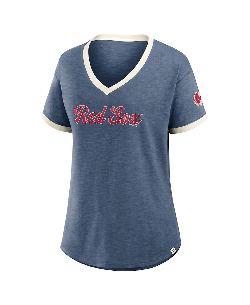 Fanatics Women's Navy Boston Red Sox Cooperstown Collection Vintage Play Slub V-Neck T-Shirt