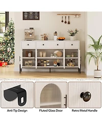 gaomon 62 Inch Modern Sideboard Cabinet with 3 Drawers and 3 Glass Doors Anti Tip Safety