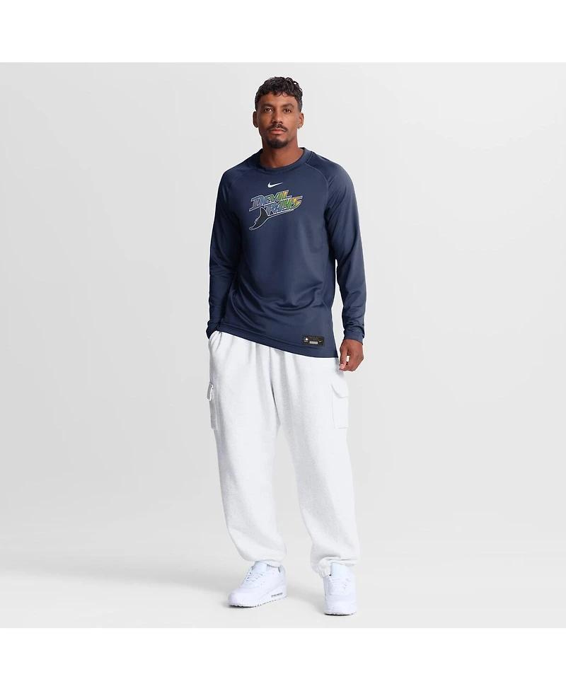 Nike Men's Navy Tampa Bay Rays Authentic Collection Game Time Raglan Long Sleeve T-Shirt