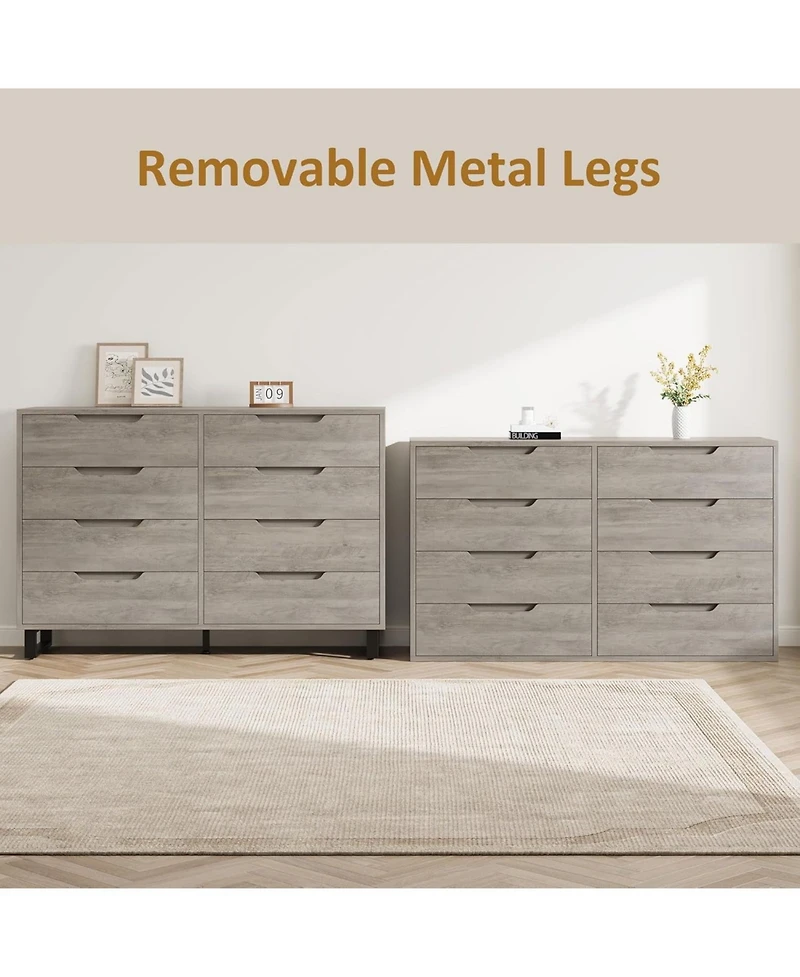 gaomon 55-Inch Farmhouse Tv Stand with 8 Drawers, Wooden Entertainment Center for Living Room & Bedroom