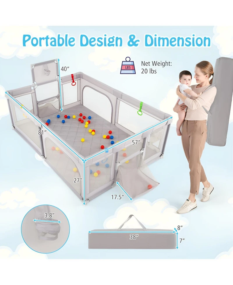 Large Baby Playpen with Mat and Ocean Balls