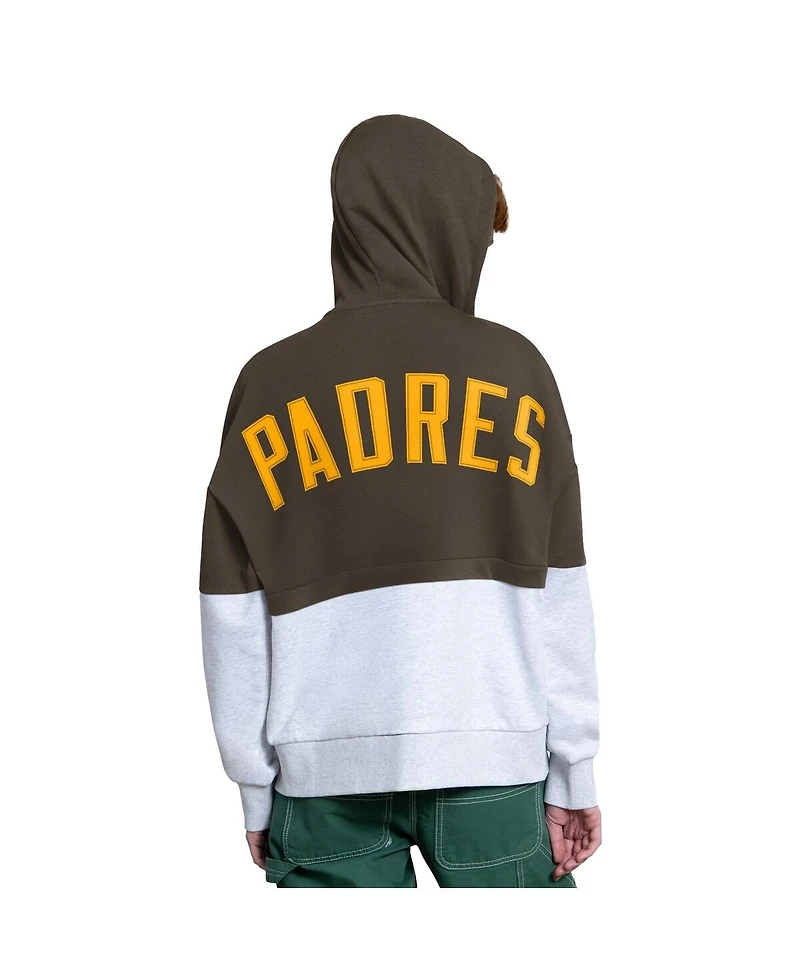 Starter Women's Brown/Heather Gray San Diego Padres Wishbone Full-Zip Hoodie