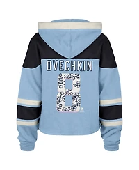 '47 Brand Women's Alexander Ovechkin Light Blue Washington Capitals Cherry Blossom Superior Lacer Cropped Pullover Hoodie