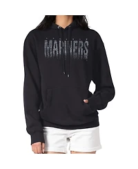 G-iii 4Her by Carl Banks Women's Black Seattle Mariners Metallic Drop Fleece Hoodie