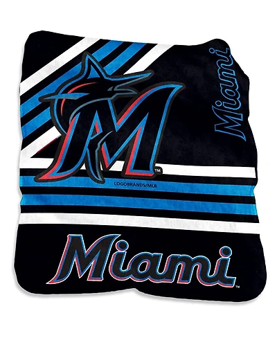 Logo Brands Miami Marlins 50'' x 60'' Plush Raschel Throw Blanket