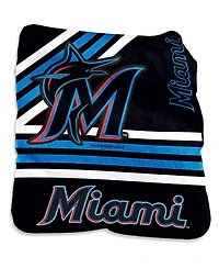 Logo Brands Miami Marlins 50'' x 60'' Plush Raschel Throw Blanket
