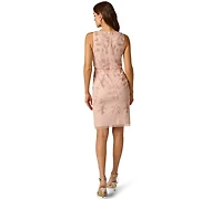 Adrianna Papell Women's Bead Detail Boat Neck Dress