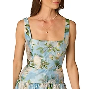 Adrianna Papell Women's Shirred Square Neck Midi Dress