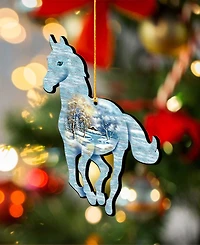 Designocracy Christmas Horse and Deer Wooden Ornaments Wall Decor, Set of 3