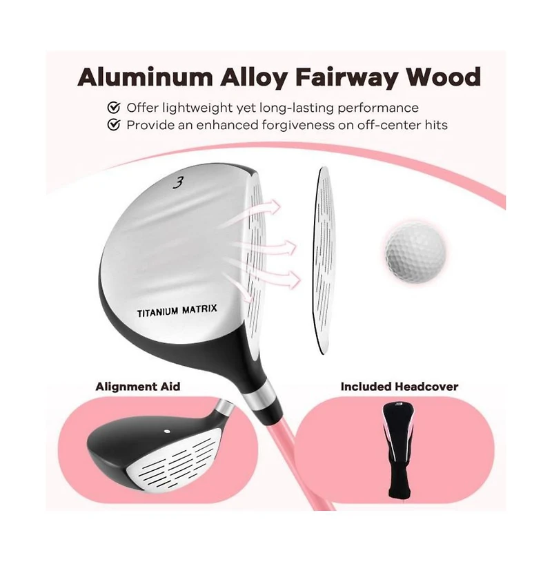 Hongge 38 Inch 165CC Junior 3 Fairway Wood Golf Club with Fiberglass Shaft for Kids Ages 11-14