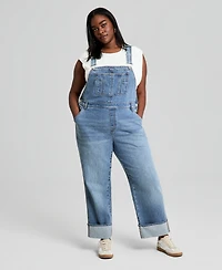 And Now This Trendy Plus Cuffed Denim Overalls, Macy's Exclusive