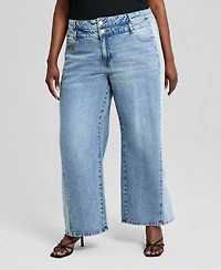 And Now This Trendy Plus Size Side-Panel Double-Button Jeans, Macy's Exclusive