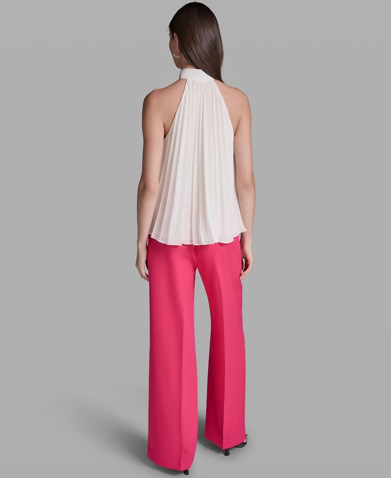 Bcbg Women's Pleated Halter Neck Sleeveless Top
