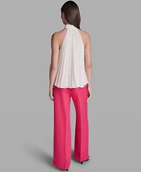 Bcbg Women's Pleated Halter Neck Sleeveless Top