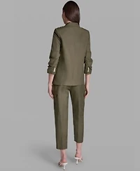 Bcbg Womens Scrunch Sleeve Peak Lapel Collar Jacket Tie Waist Utility Pants