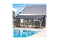 Aecojoy 20'x8' Wall Gazebo with Curtains and Mosquito Netting