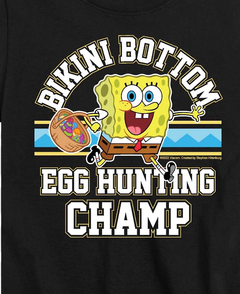 SpongeBob SquarePants Boys' 8-20 Bikini Bottom Egg Hunting Champ Short-Sleeve Graphic T-Shirt