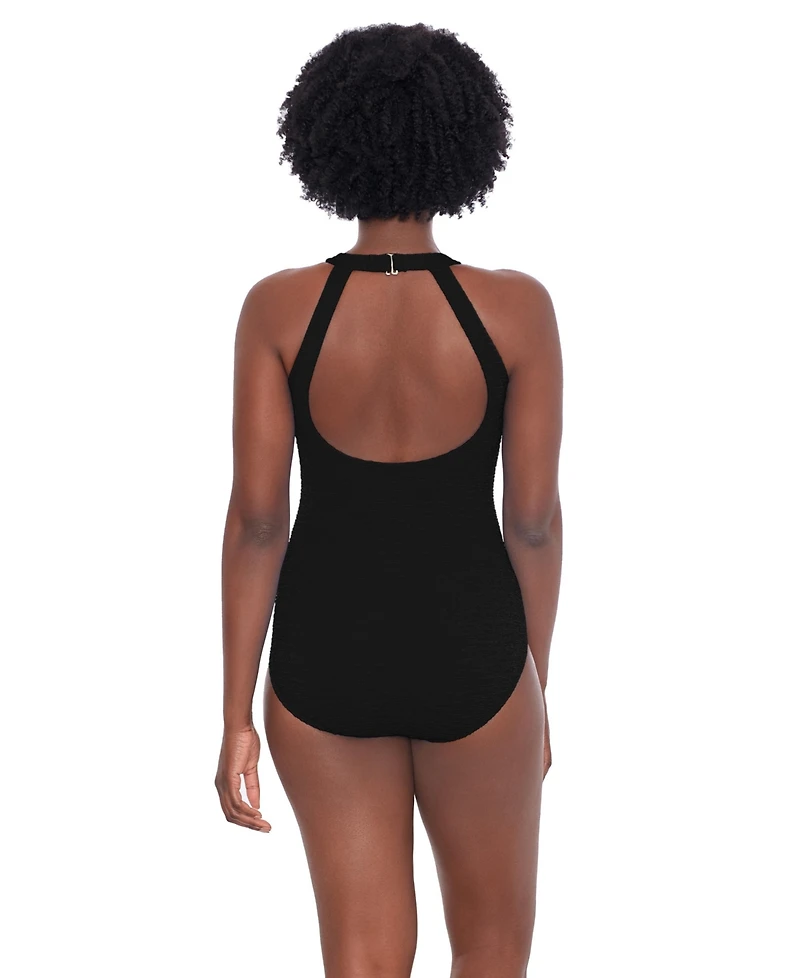 Krinkle Women's Chlorine Resistant High Neck Mastectomy One-Piece Swimsuit