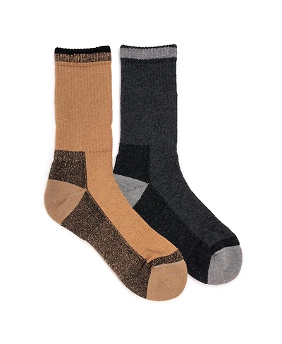 Muk Luks Men's Ruff N Tuff Work Wear Merino Wool Blend Crew Socks, 2 Pair Pack