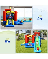 Mecale 9-in-1 Inflatable Kids Water Slide Bounce House with 860W Blower Included