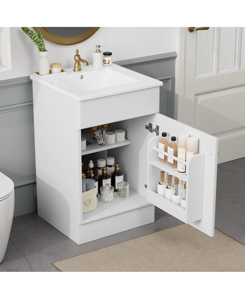 Sillysis 20'' Bathroom Vanity with Sink, Painted Mdf Cabinet, Soft Close Door, Adjustable Shelf & Organizer for Small Spaces