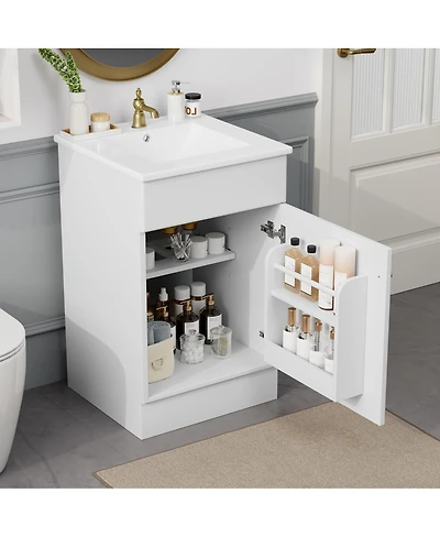Sillysis 20'' Bathroom Vanity with Sink, Painted Mdf Cabinet, Soft Close Door, Adjustable Shelf & Organizer for Small Spaces