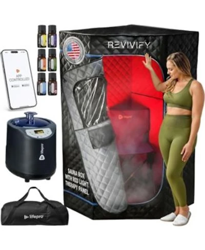 Lifepro Portable Sauna Steamer Machine X2013 Full Body Steam Sauna Box For Home Steamer Adjustable Heat Timer Light Therapy Infrared Sauna