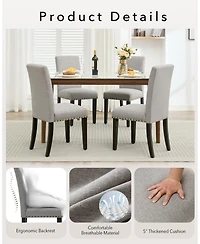 gaomon Dining Chairs Set of 6, Upholstered Fabric Chairs with Nailhead Trim & Wood Legs