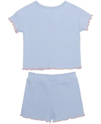 Hybrid Girls' 2T-6X Hello Kitty Short-Sleeve T-Shirt and Shorts, 2-Piece Set